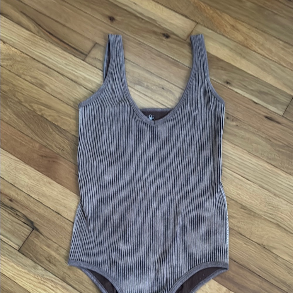 Gray Ribbed Kids One Piece